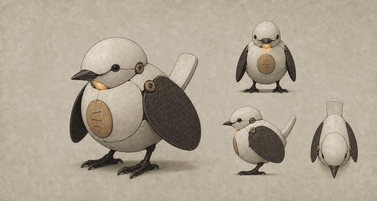 The messenger wren: a songbird of thin ceramic plates and tiny hinges